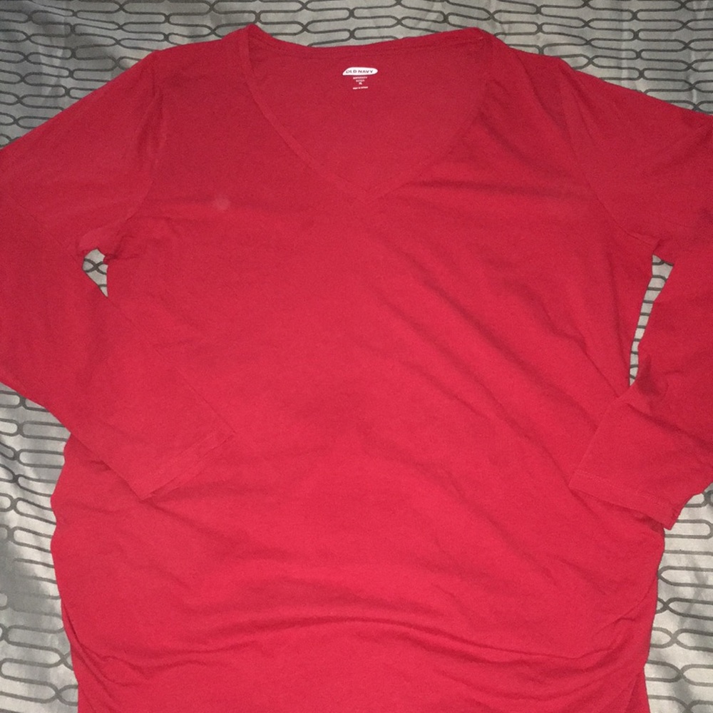 Red Long Sleeved Maternity Tee